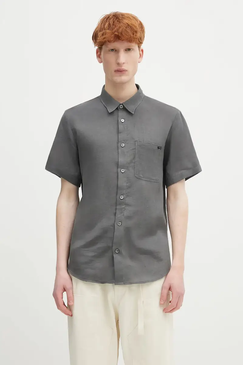 . camicia di lino chemisette bellini logo uomo colore grigio LIAEK.H12551