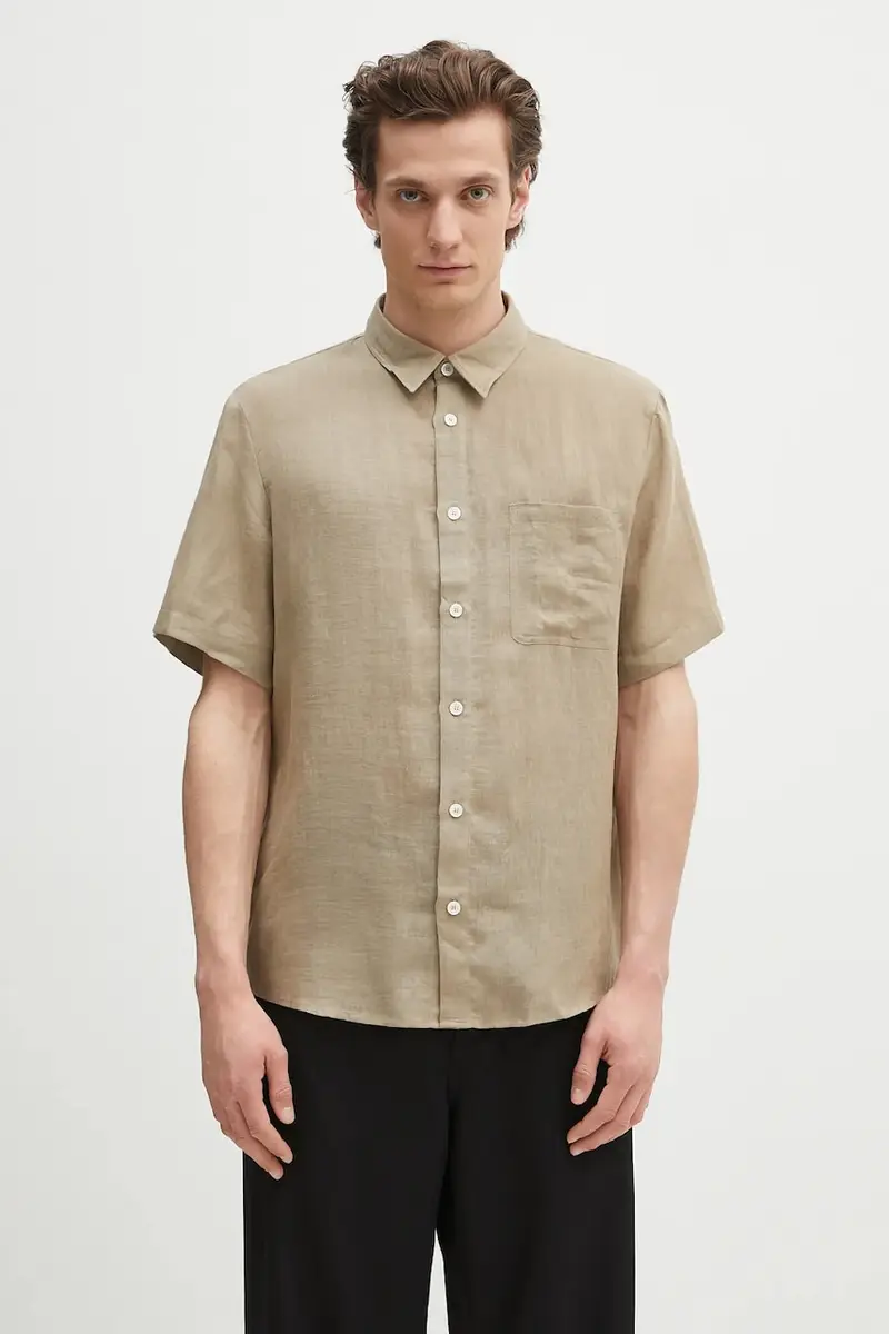 . camicia di lino chemisette bellini logo uomo colore verde LIAEK.H12551