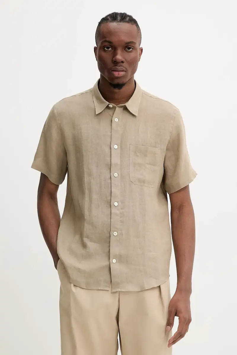 . camicia di lino chemisette bellini logo uomo colore verde LIAEK.H12551