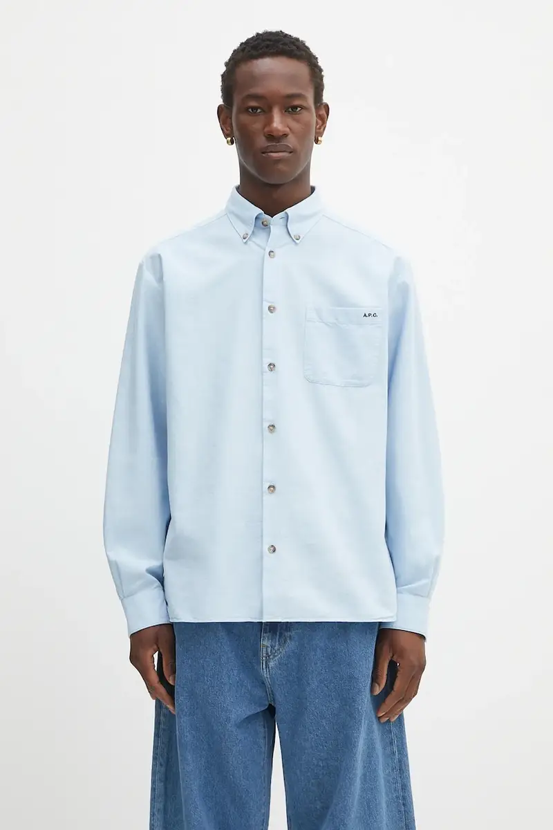 . camicia in cotone Chemise Mateo Logo uomo colore bianco COHAH.H12599 Blu