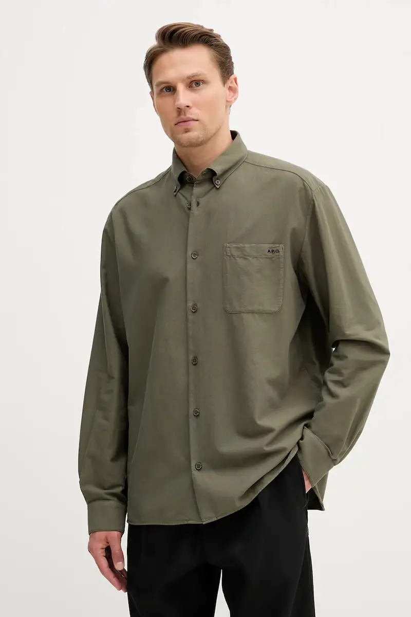 . camicia in cotone Chemise Mateo Logo uomo colore bianco COHAH.H12599 Verde