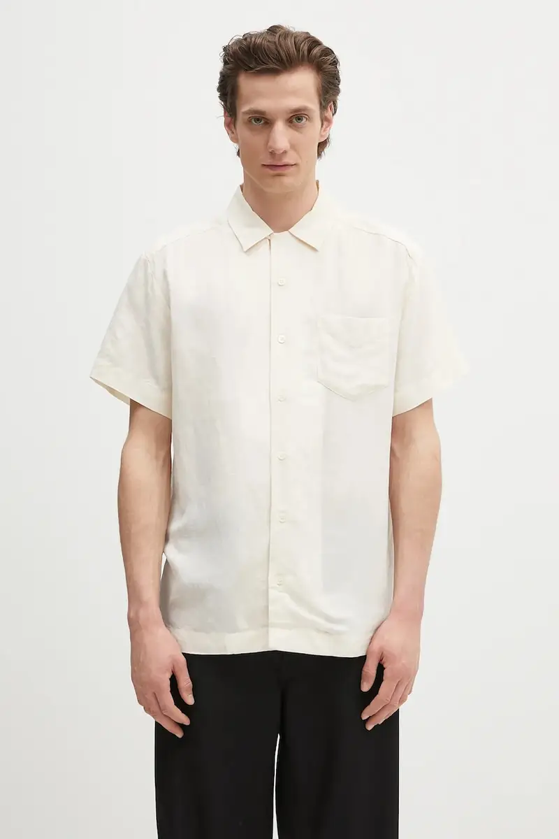 . camicia in lino misto chemisette roy uomo colore beige VIALV.H12608