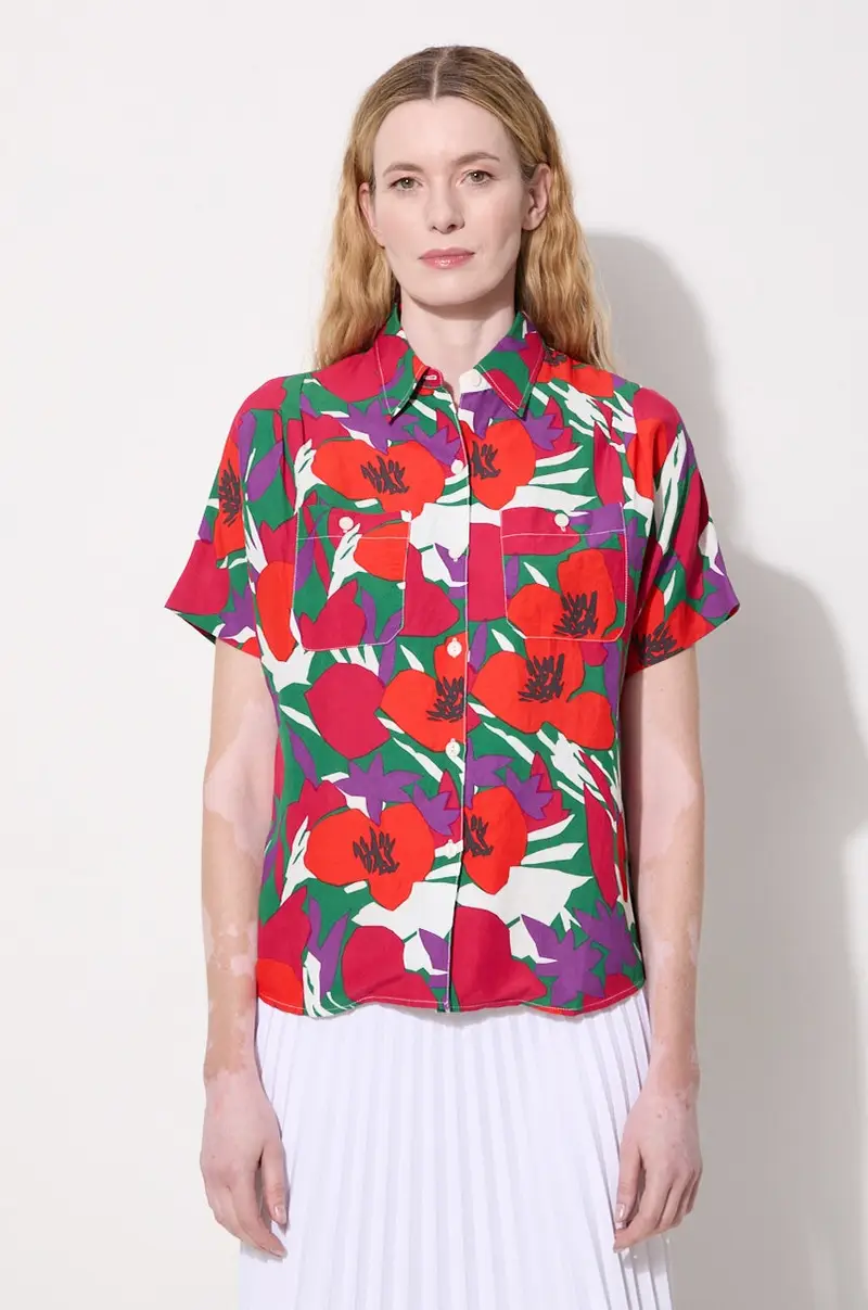 . camicia in lino misto Multicolore