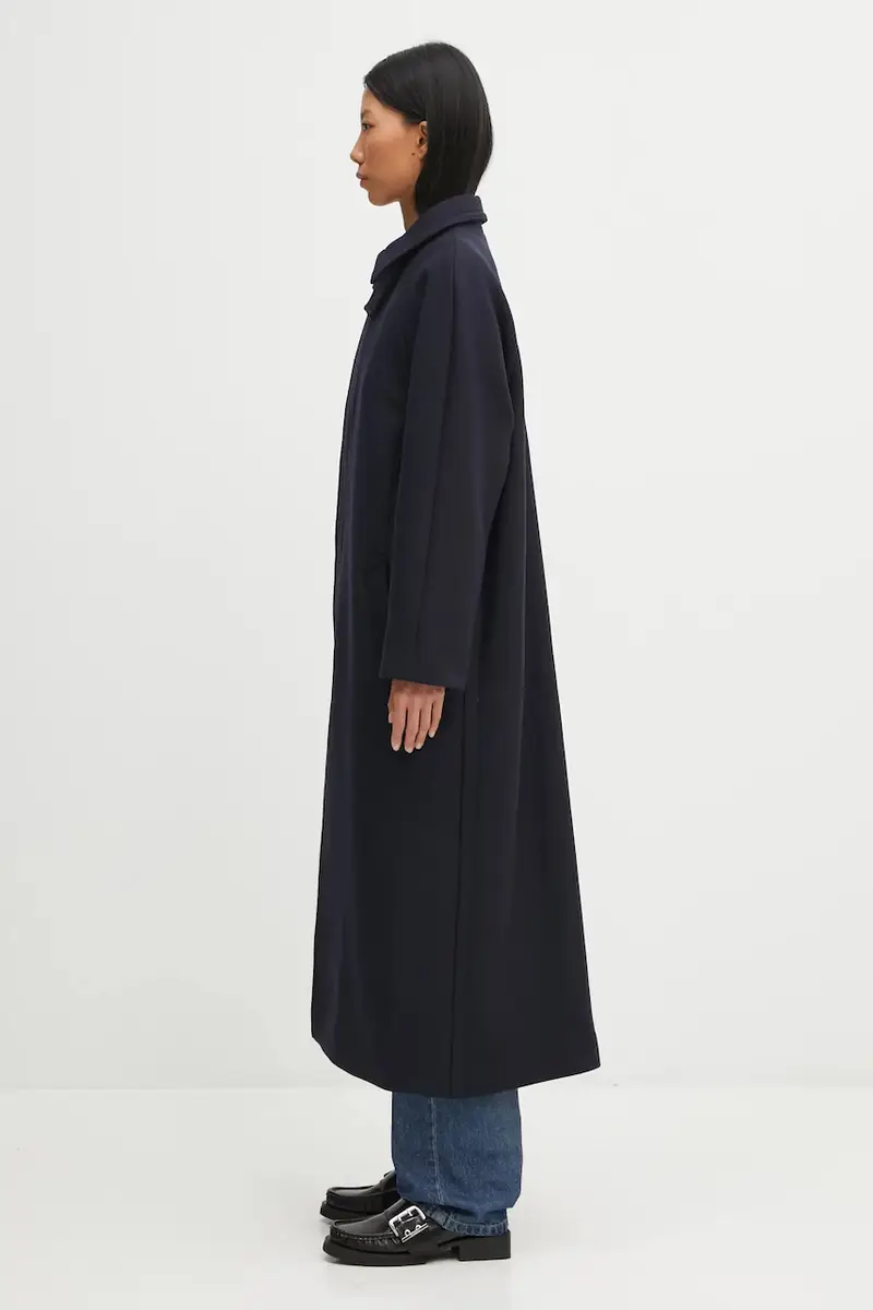 cappotto con lana Manteau Gaia colore blu navy WVBEB.F01533 miniatura 2