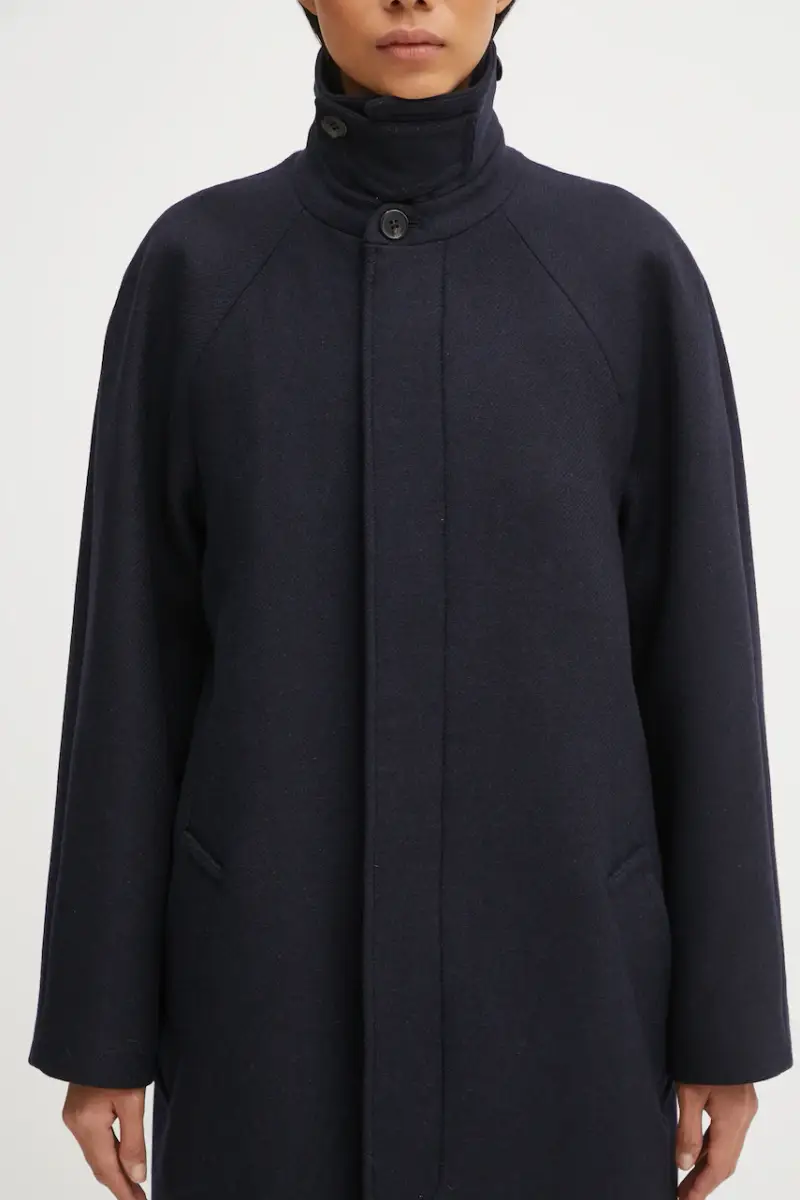 cappotto con lana Manteau Gaia colore blu navy WVBEB.F01533 miniatura 4