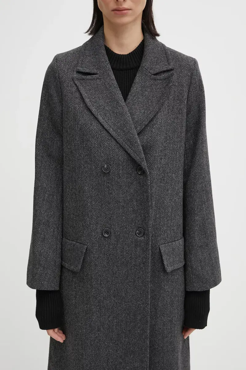 cappotto con lana Manteau Ginny colore grigio WOARA.F01545 miniatura 4