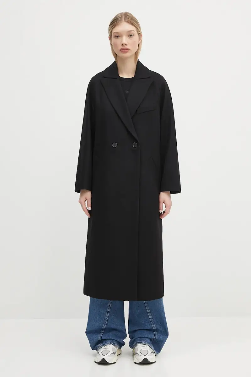 . cappotto in lana Manteau Flora colore nero WOAJS.F01541