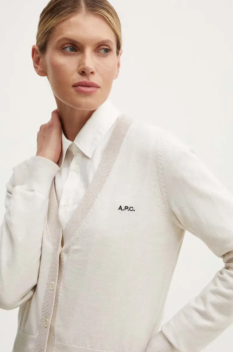 cardigan in cotone cardigan berenice colore beige COGDK.F22266 miniatura 4