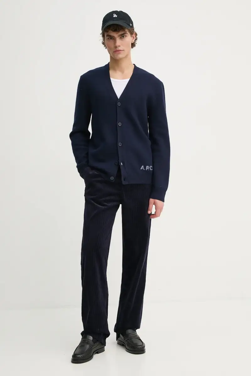 cardigan in lana kenny colore blu navy WVBDK.H22305 miniatura 2