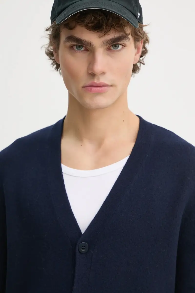 cardigan in lana kenny colore blu navy WVBDK.H22305 miniatura 4