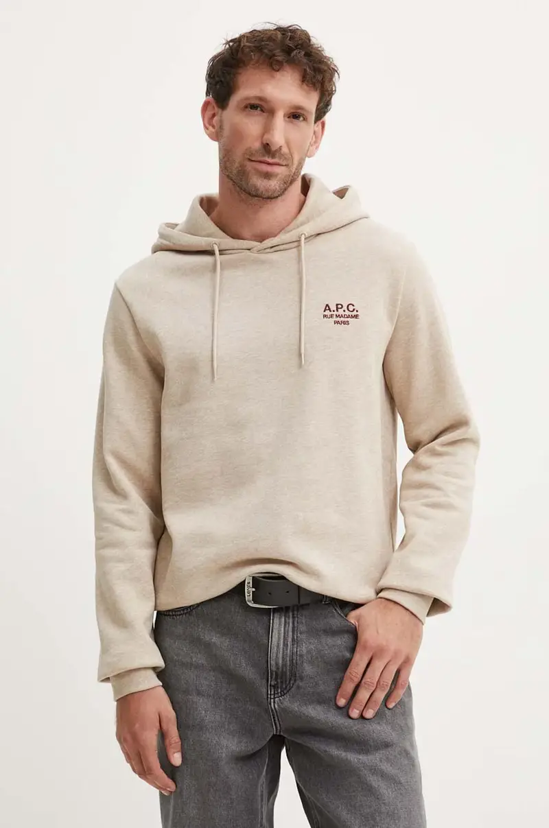 . felpa hoodie standard rue madame GOTS colore beige con cappuccio COHBV.M27914