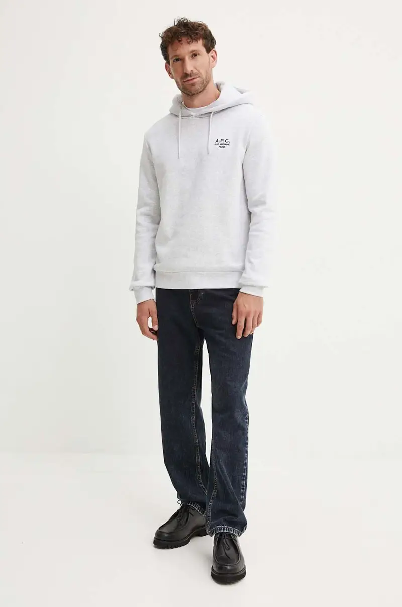 felpa hoodie standard rue madame GOTS colore grigio con cappuccio COHBV.M27914 miniatura 2