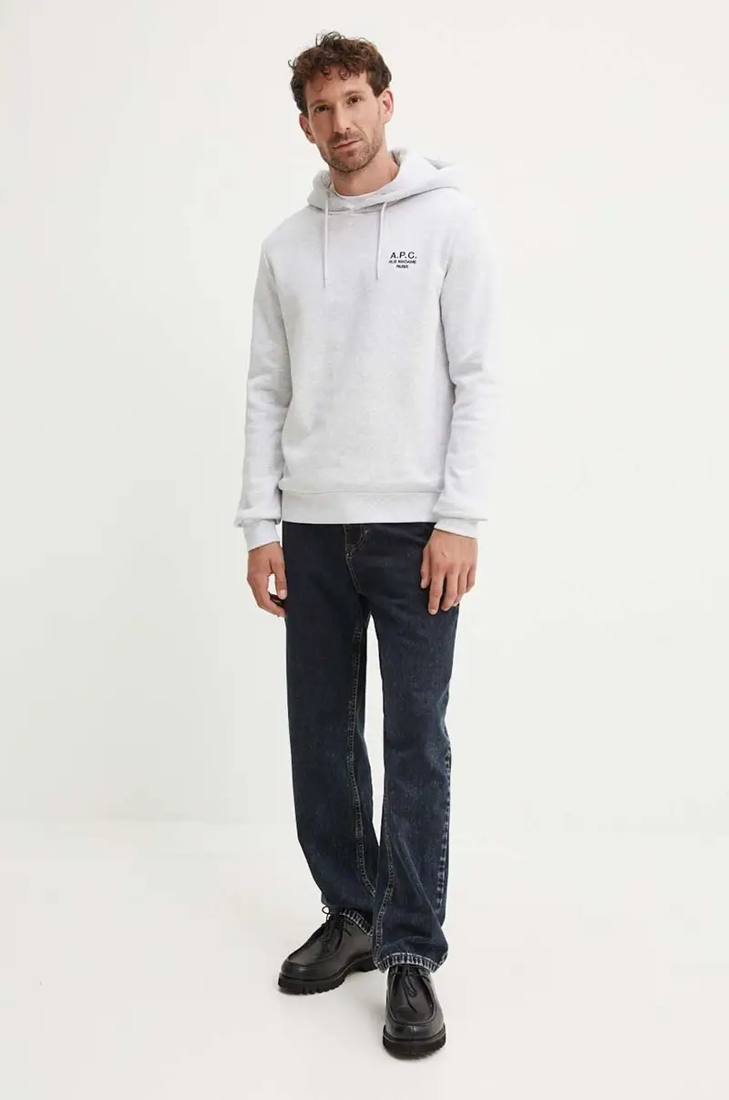 felpa hoodie standard rue madame GOTS colore grigio con cappuccio COHBV.M27914 miniatura 2