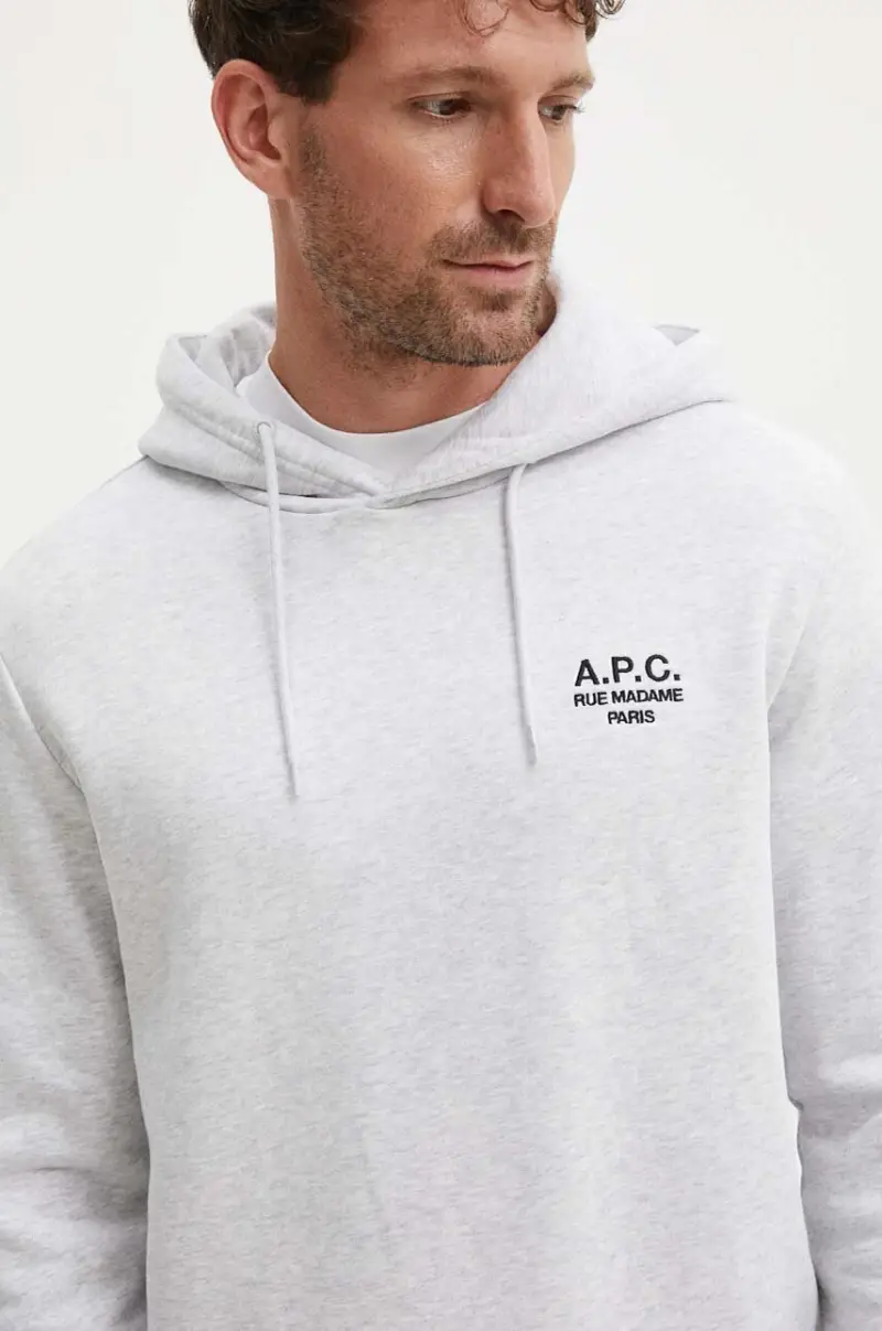 felpa hoodie standard rue madame GOTS colore grigio con cappuccio COHBV.M27914 miniatura 4