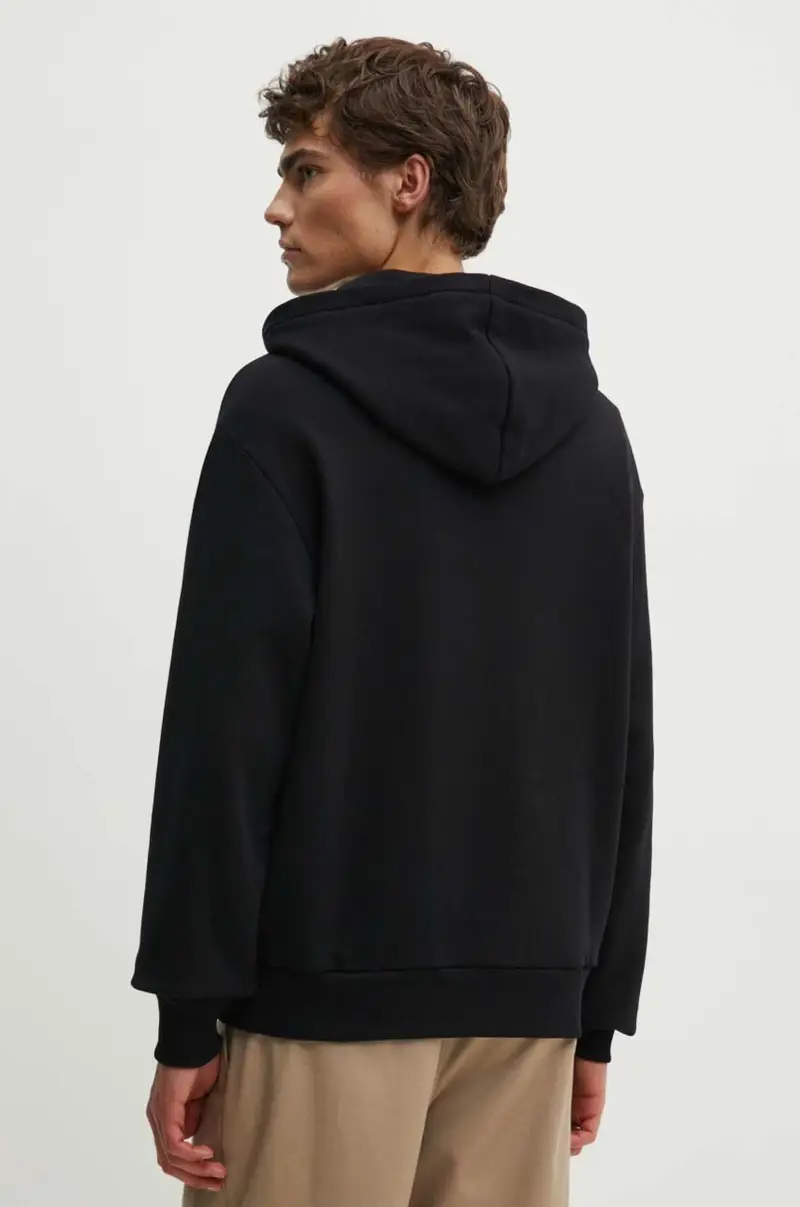 felpa in cotone hoodie boxy micro logo GOTS uomo colore nero con cappuccio COHBX.H27911 miniatura 3