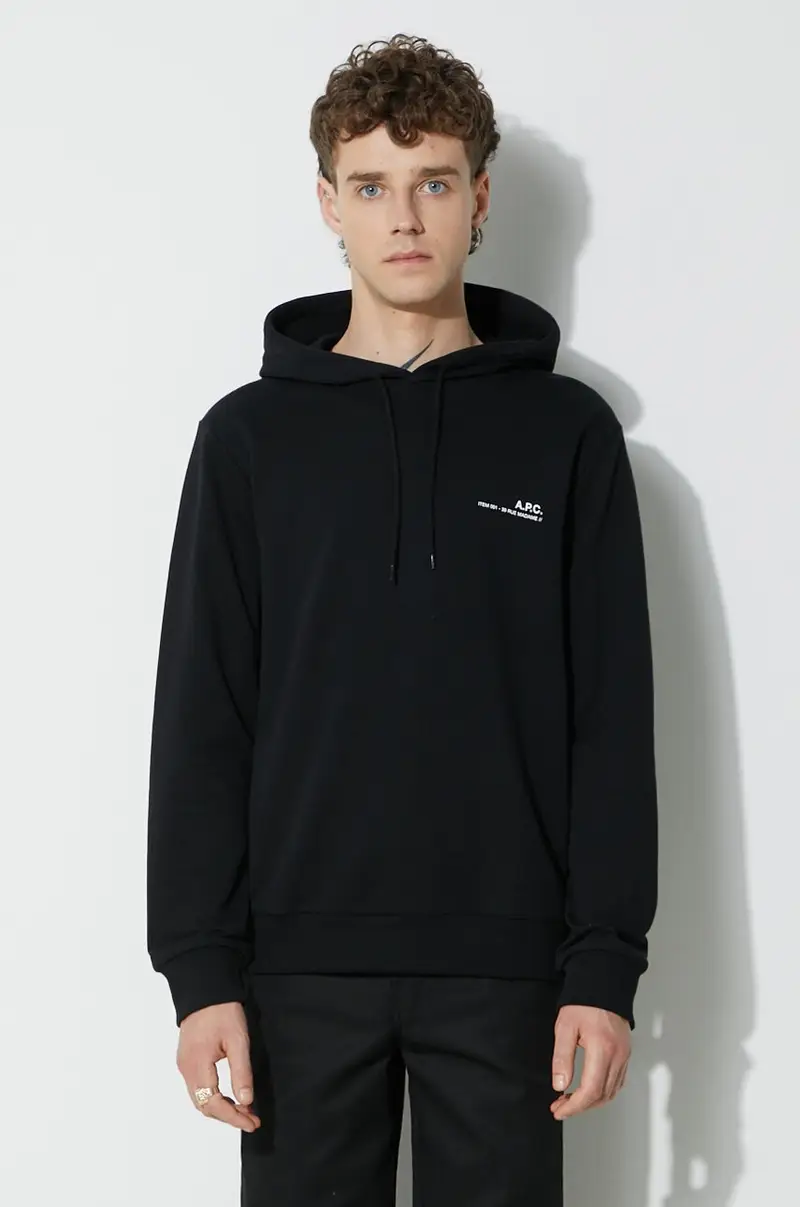 . felpa in cotone Hoodie Item uomo Nero