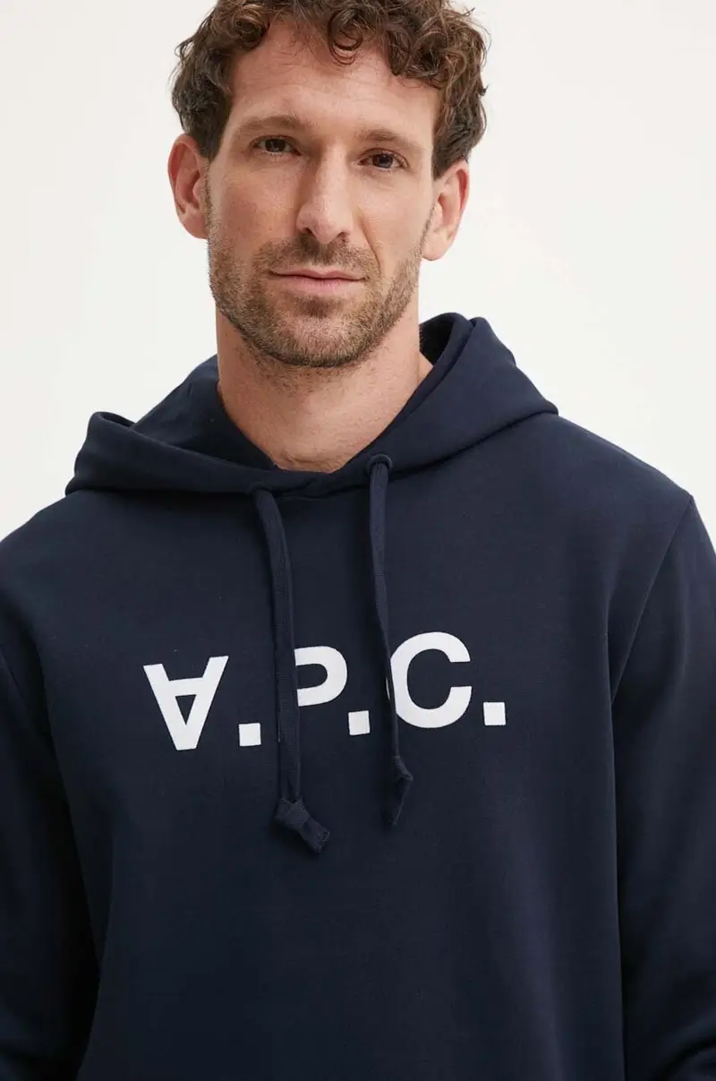 felpa in cotone hoodie standard grand vpc GOTS Blu navy miniatura 4