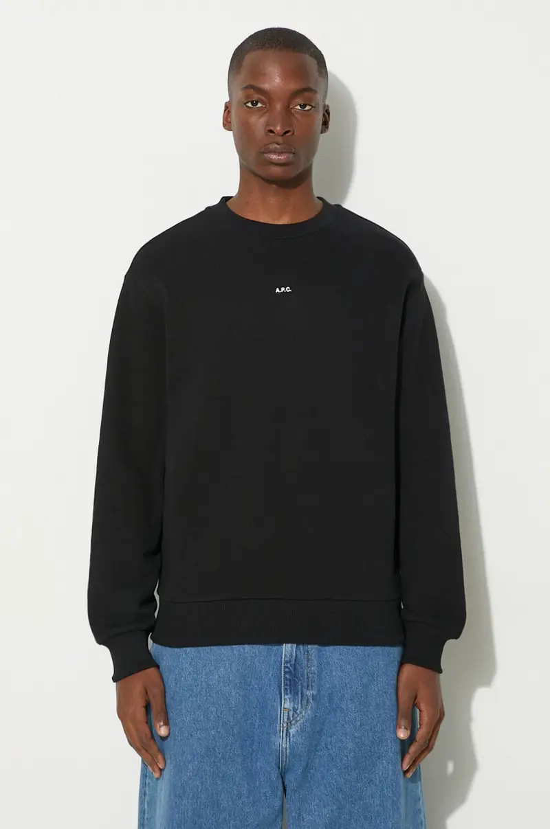 . felpa in cotone sweat boxy micro logo GOTS uomo colore nero COHBX.H27910