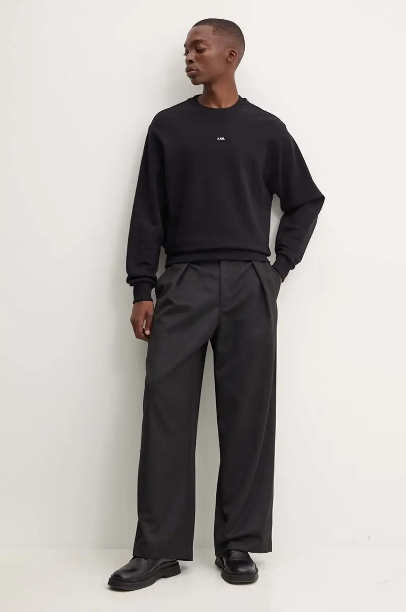 felpa in cotone sweat boxy micro logo GOTS uomo colore nero COHBX.H27910 miniatura 2