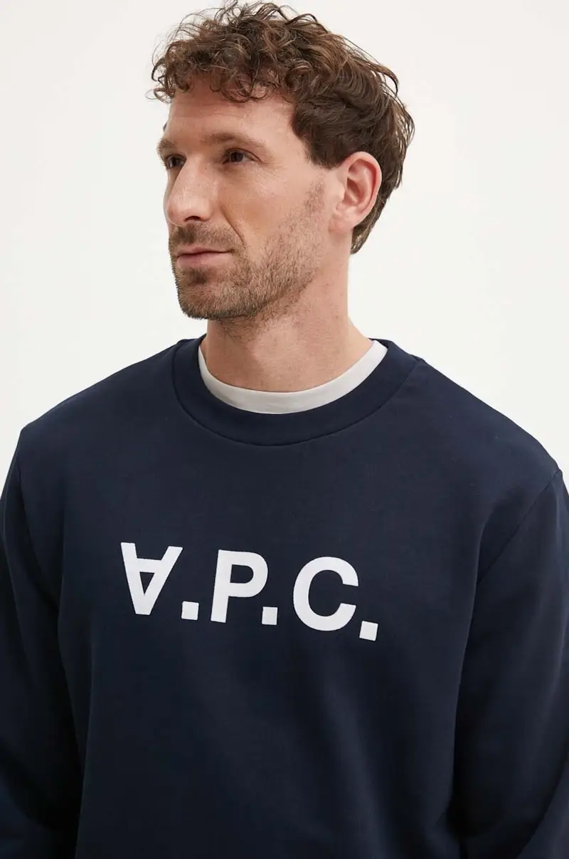 felpa in cotone sweat standard grand vpc GOTS colore blu navy con applicazione COHBN.M27907 miniatura 4