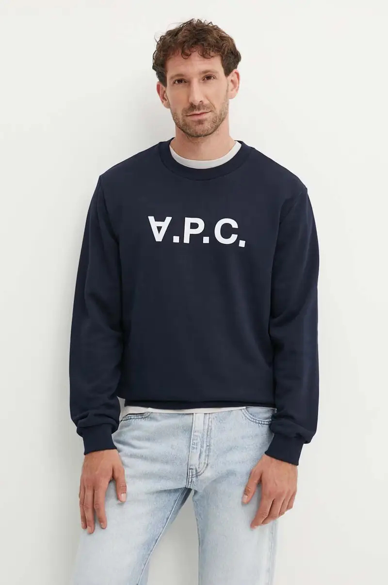 . felpa in cotone sweat standard grand vpc GOTS colore blu navy con applicazione COHBN.M27907