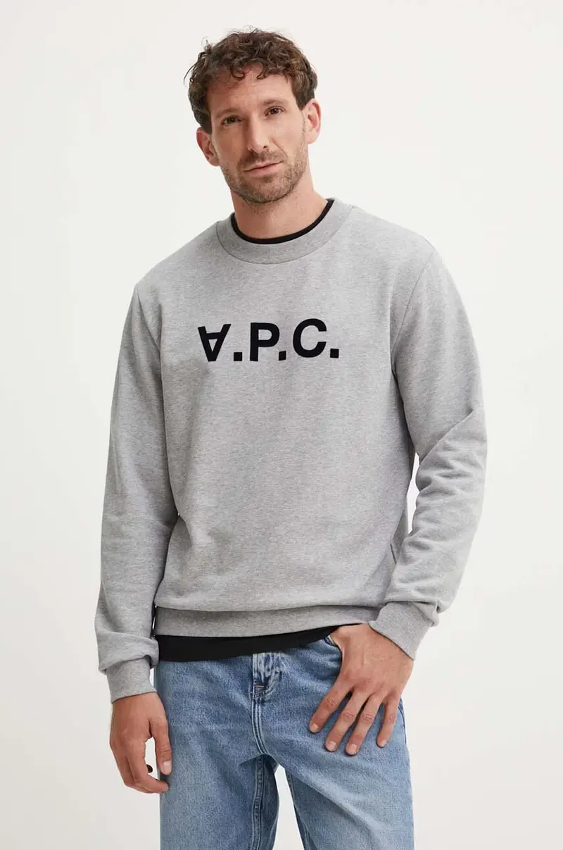 . felpa in cotone sweat standard grand vpc GOTS colore grigio con applicazione COHBN.M27907