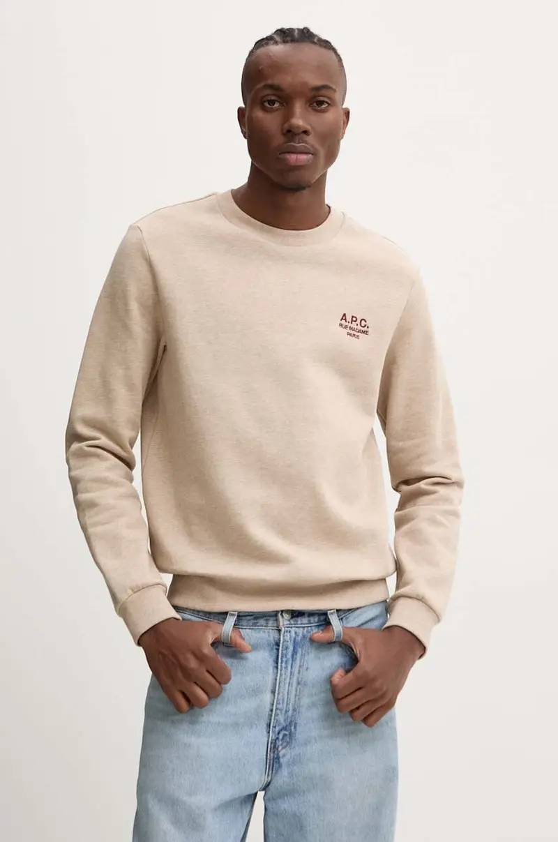 . felpa standard rue madame GOTS colore beige con applicazione COHBV.M27913