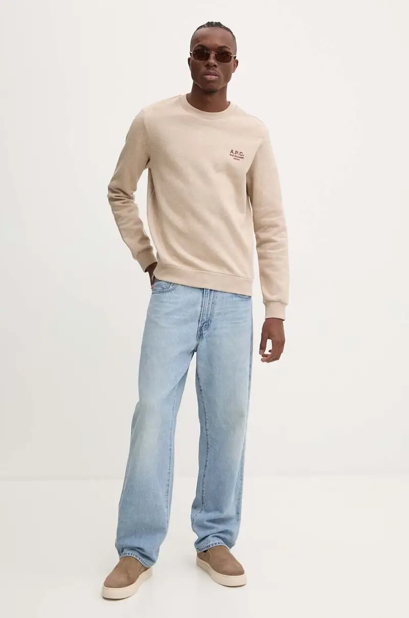 felpa standard rue madame GOTS colore beige con applicazione COHBV.M27913 miniatura 2