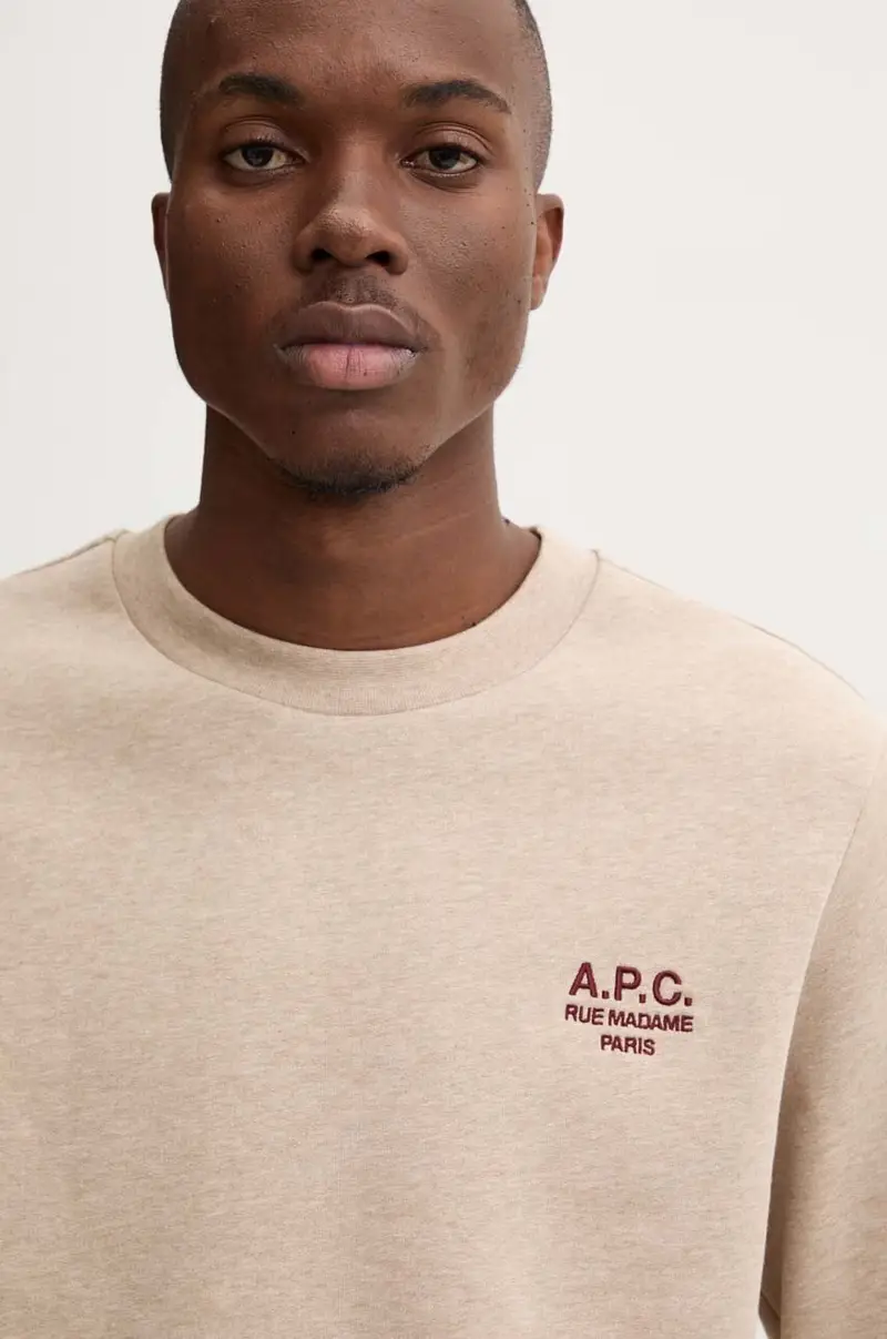 felpa standard rue madame GOTS colore beige con applicazione COHBV.M27913 miniatura 4