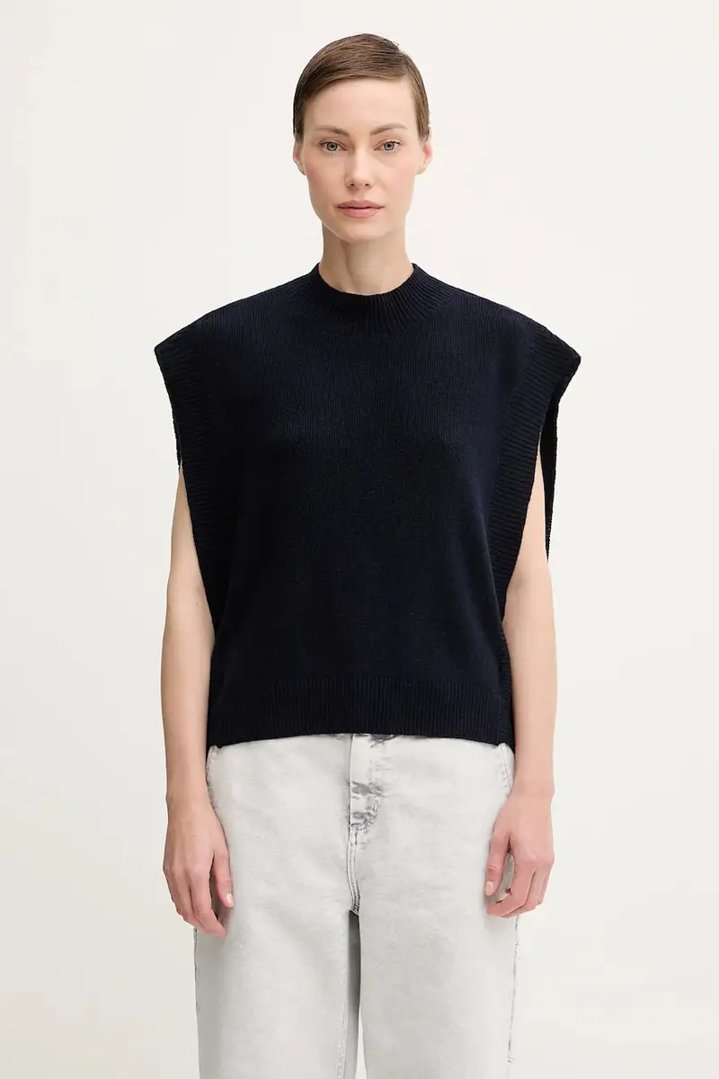. gilè in lana Pull Mathilde donna colore blu navy WOASA.F23430