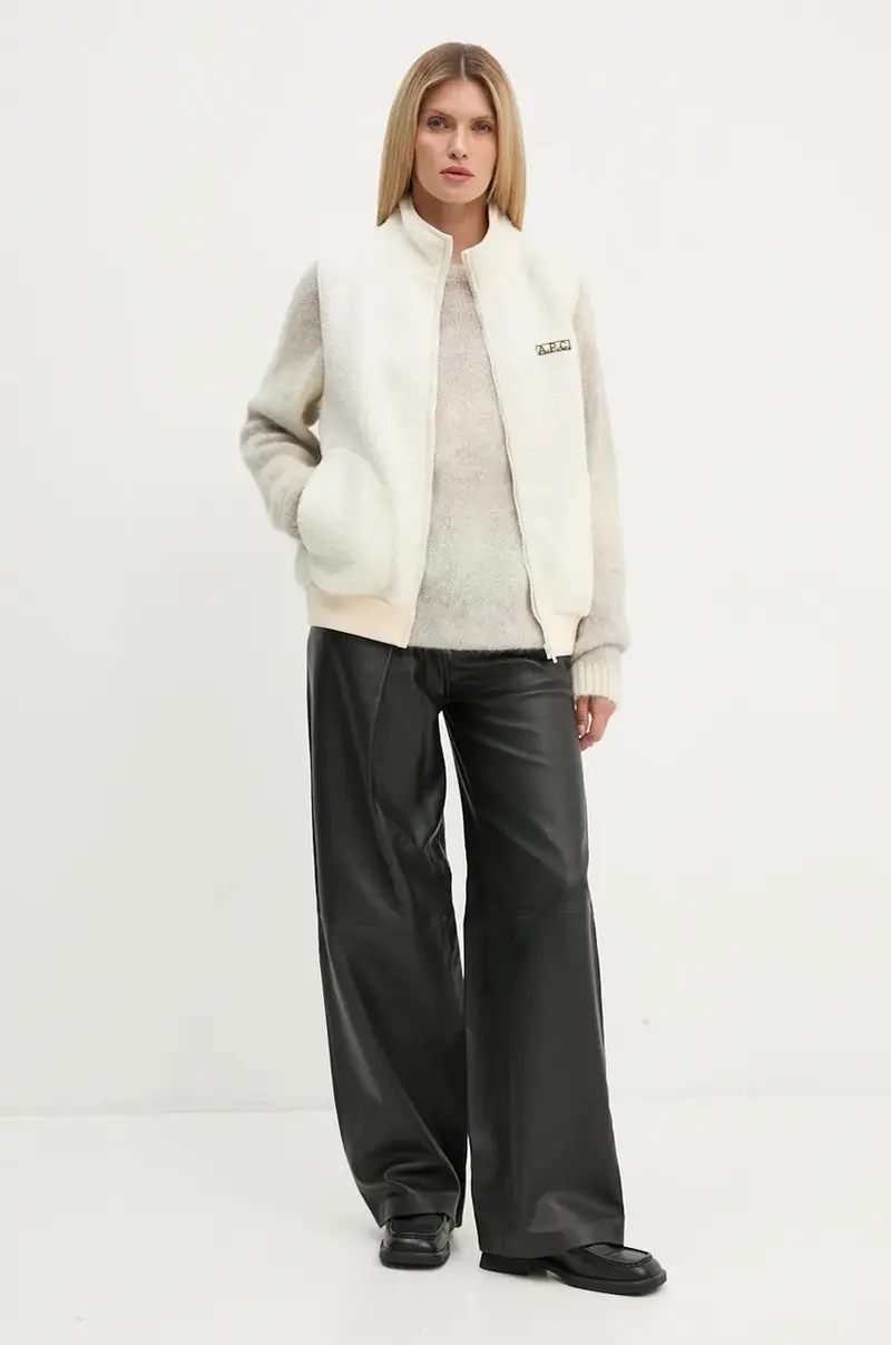 gilet blouson sequoia colore beige con applicazione PSAKA.M02983 miniatura 3