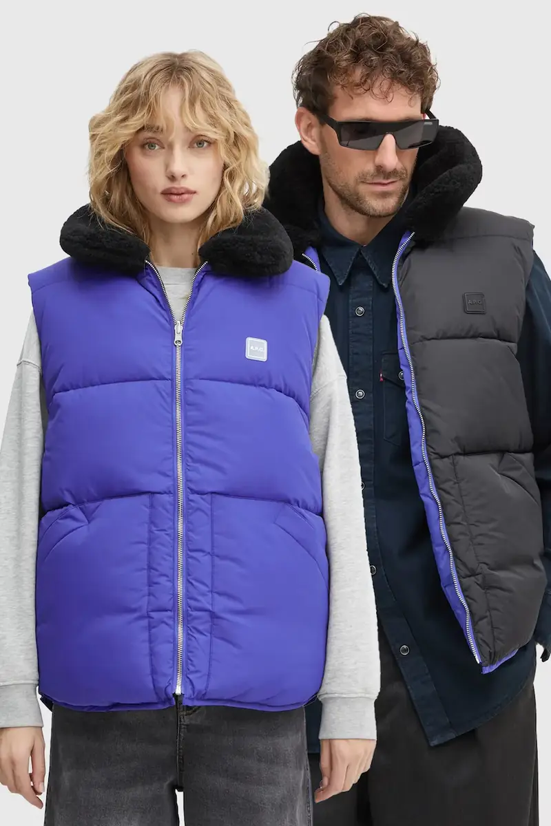 . gilet reversibile doudoune teddy colore blu PAAFW.M30201