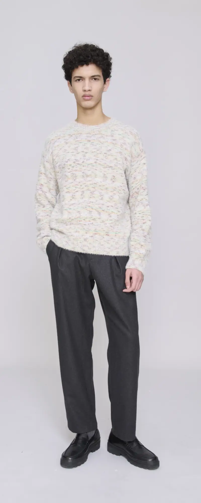 Maglione bastian beige effetto melange miniatura 2