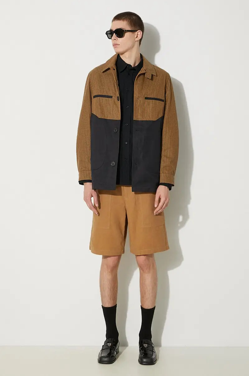 . pantaloncini in cotone Marrone miniatura 2