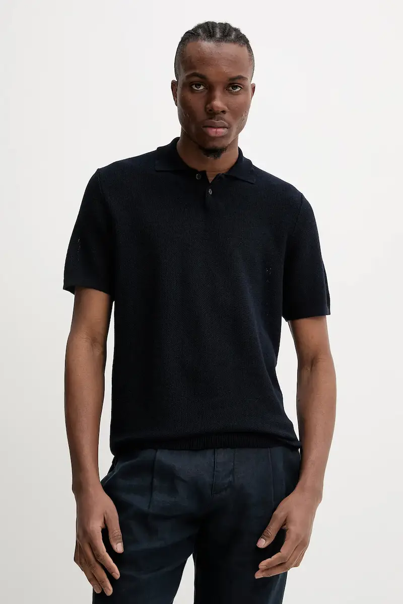 . polo con aggiunta di lino polo jay colore blu navy VIAJC.H23315