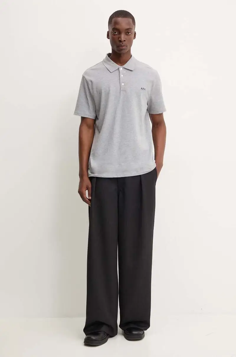 polo in cotone polo standard GOTS colore grigio COGWZ.H26342 miniatura 2