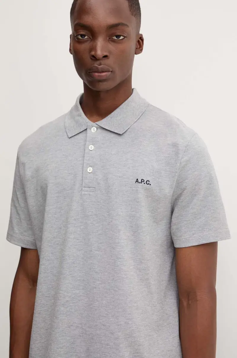 polo in cotone polo standard GOTS colore grigio COGWZ.H26342 miniatura 4