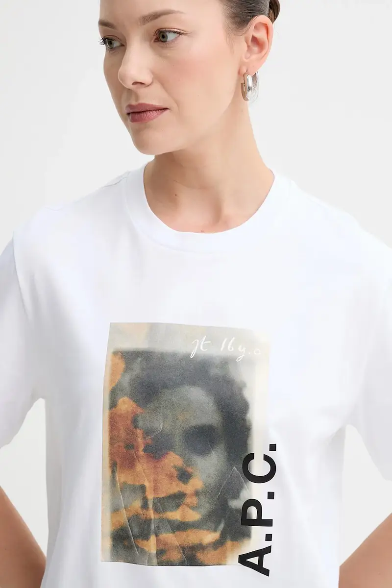 t-shirt in cotone t-shirt jean portrait - gots colore bianco COGYK.M26549 miniatura 4