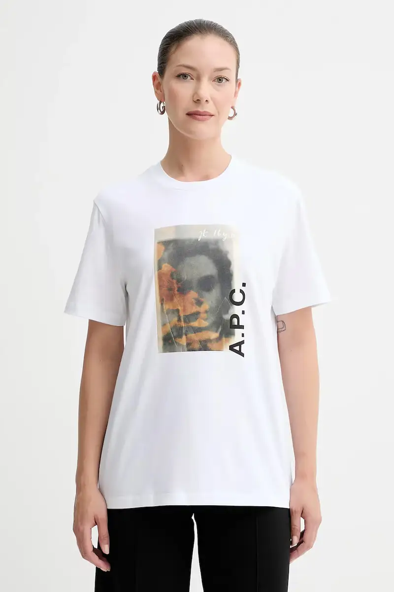 . t-shirt in cotone t-shirt jean portrait - gots colore bianco COGYK.M26549