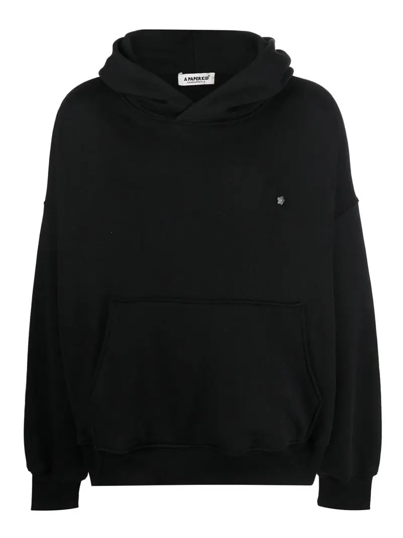 Felpa in cotone con logo Nero