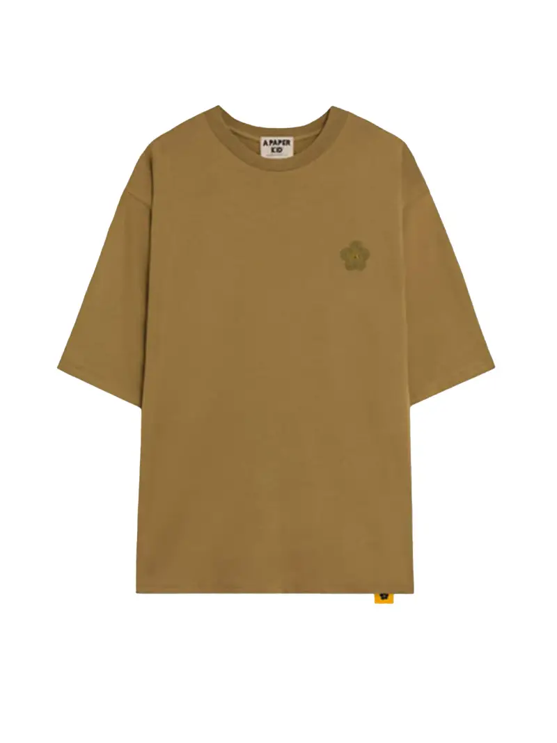 T-shirt verde cachi stampa logo flower Khaki