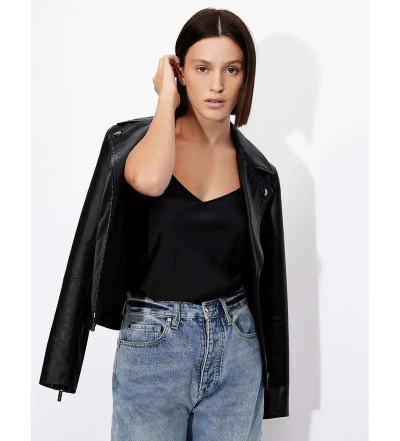 per donna 8NYH05YNZ5Z1200 Maglietta in raso nero (L), Casual, Poliestere, Senza maniche / cinghie