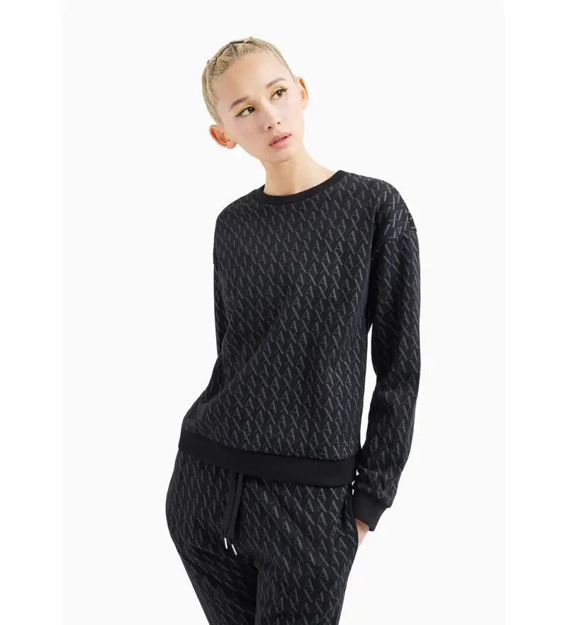 A|X Armani Exchange Felpa Donna Nero in Cotone