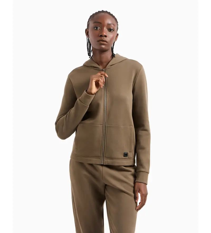 per donna XW000088AF10172U6199 Felpa marrone con cerniera (S), Casual, Sportivo, Cotone, Multisport