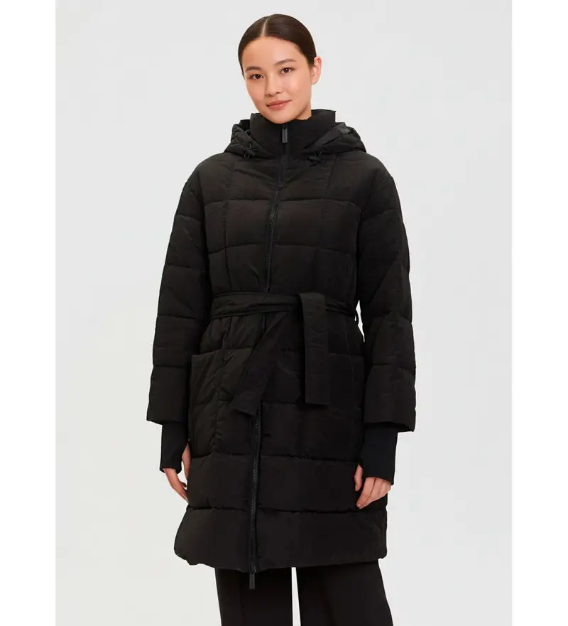 per donna. XW000649AF16207UC001 Cappotto con cintura nera (XS), Nero, Casual, Poliamide