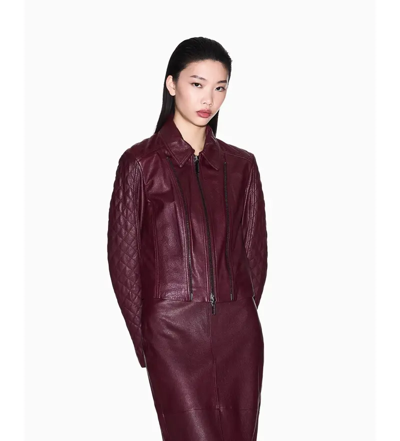 per donna XW000654AF16212UA343 Giacca combinata marrone (XS), Casual, Granata, Pelle