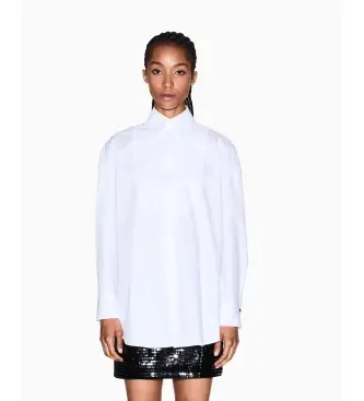 per donna XW000706AF12812U0002 Camicia elettrica bianca (S), Bianco, Casual, Cotone, Classico, Manica lunga