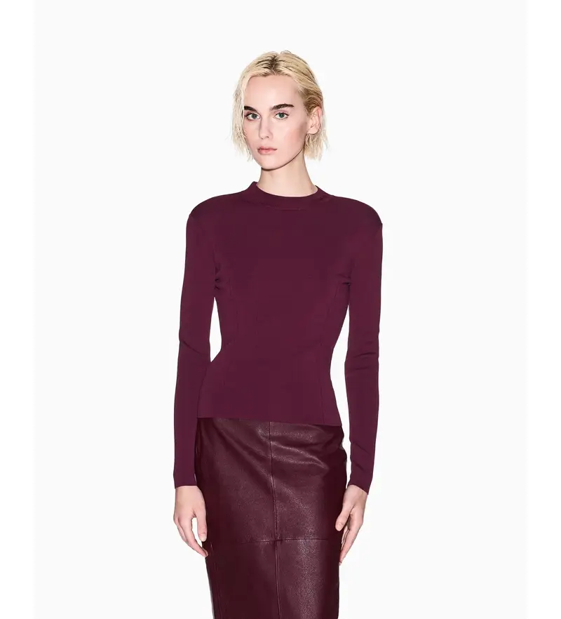 per donna XW000763AF10352UA343 Maglia di marca Borgogna (S), Casual, Viscosa, Manica lunga, Bordeaux