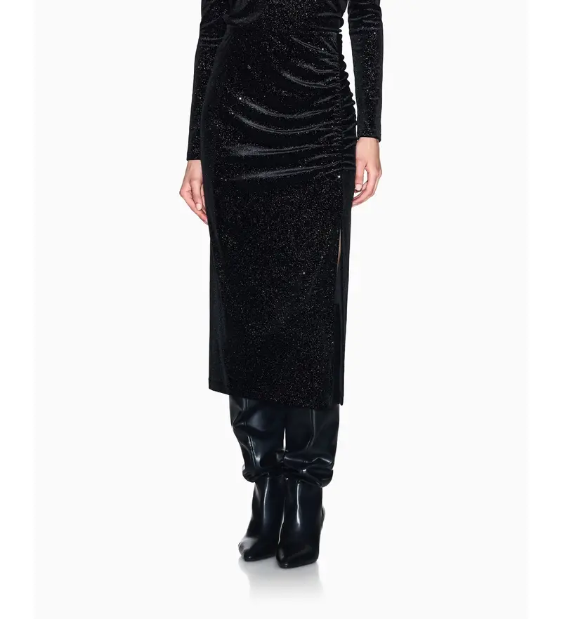 per donna XW000791AF16143MC072 Gonna attillata nera (XS), Nero, Casual, Da sera, Poliestere Argento