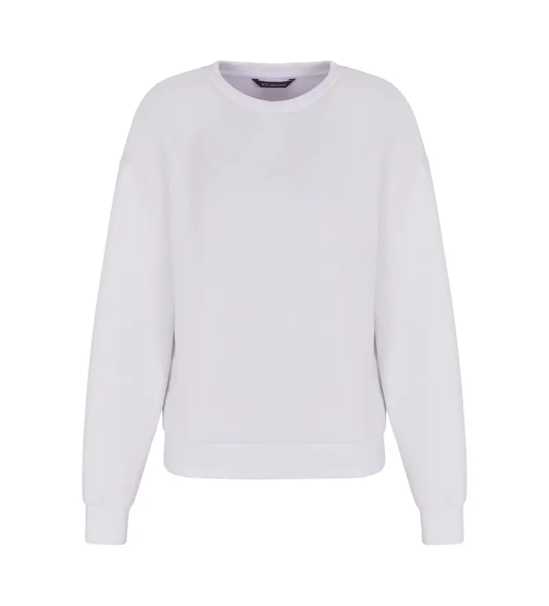 per donna XW000835AF13397U0002 Felpa girocollo con logo ricamato bianco (L), Casual, Sportivo, Multisport, Viscosa